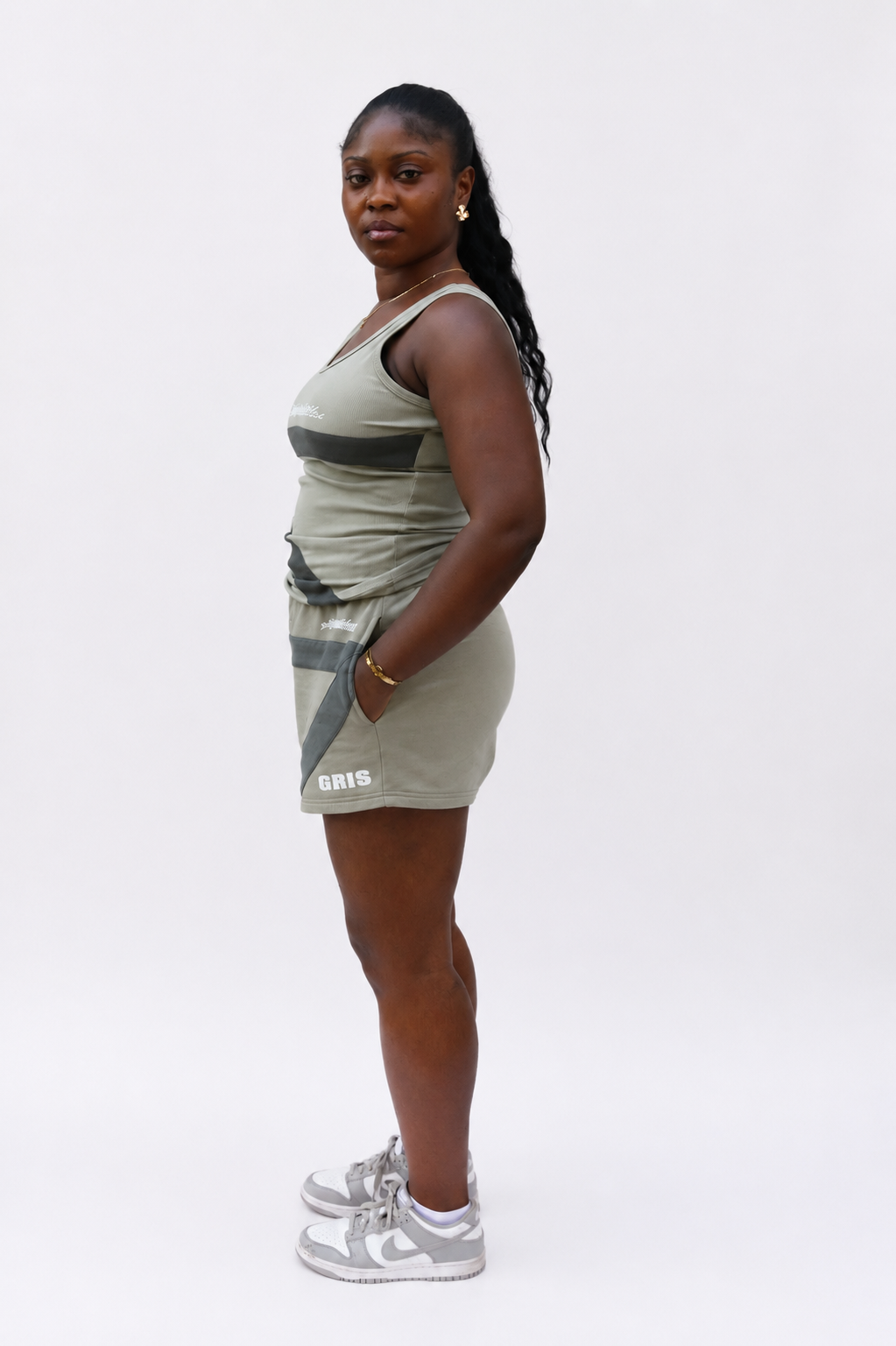Khaki  Olive Green Sleeveless Tank Top