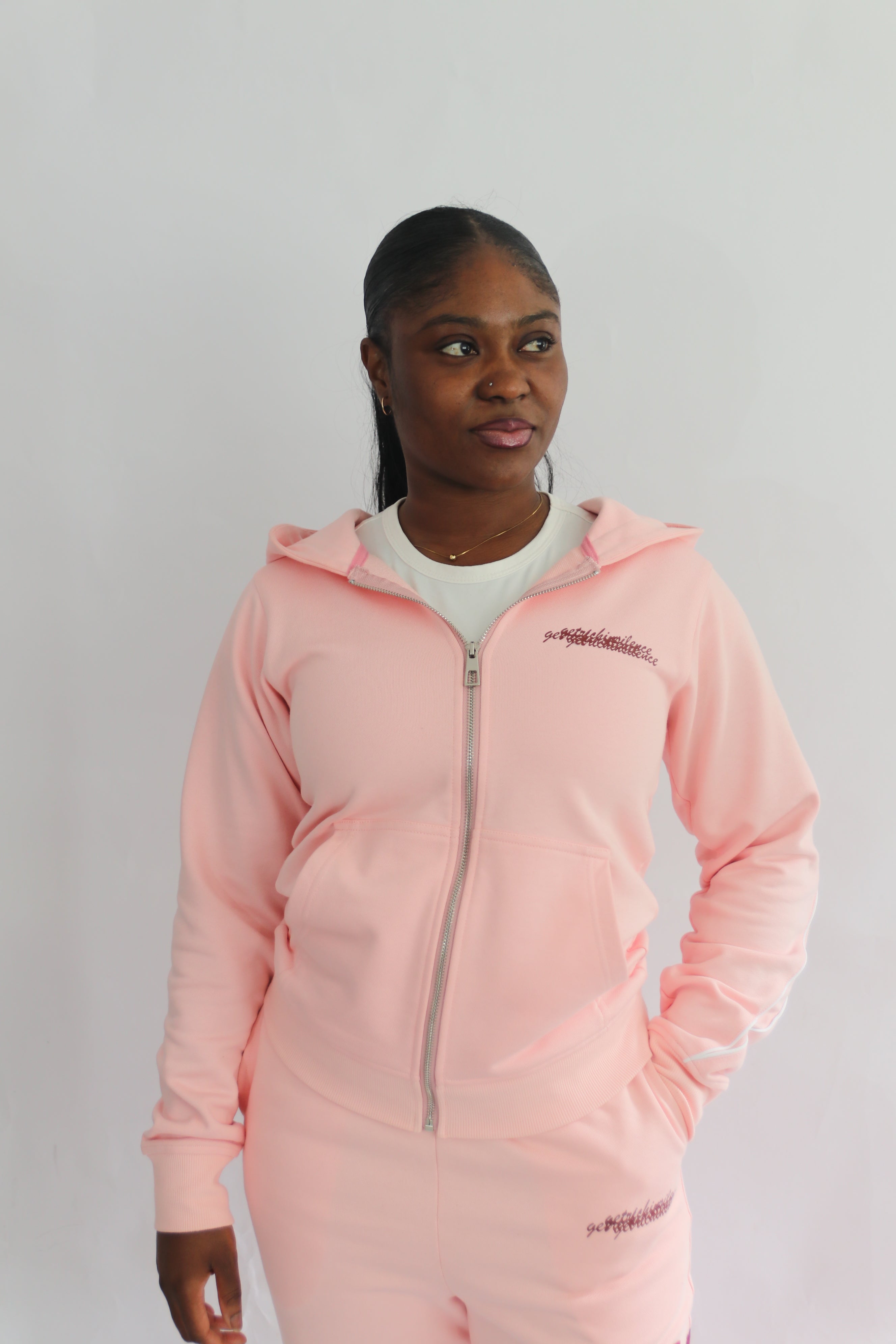 Baby Pink Hooded zip